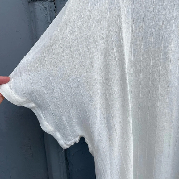 MELISSA NEPTON sheer white V neck blouse loose fit, size Large - Picture 3 of 6